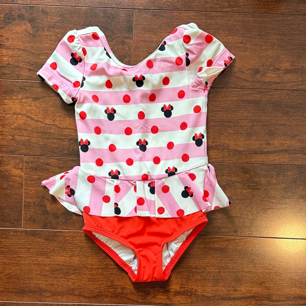 Hanna Andersson Pink & Red Striped Peplum One-Piece Swimsuit